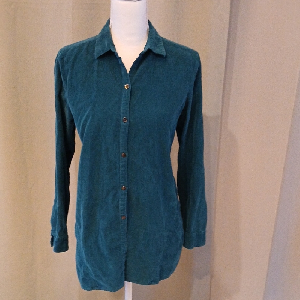 J. Jill Teal Corduroy Shirt Xs Corduroy Button Up.